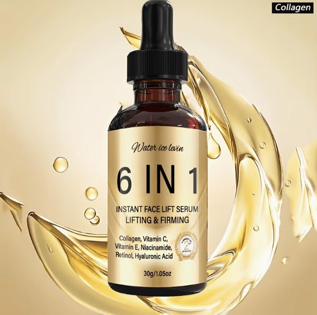 6-in-1 Face Lift Serum bottle with gold label