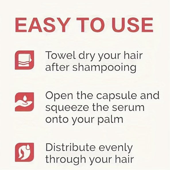 Easy to use - 3 step hair serum capsule instructions