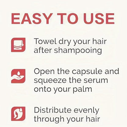 Easy to use - 3 step hair serum capsule instructions