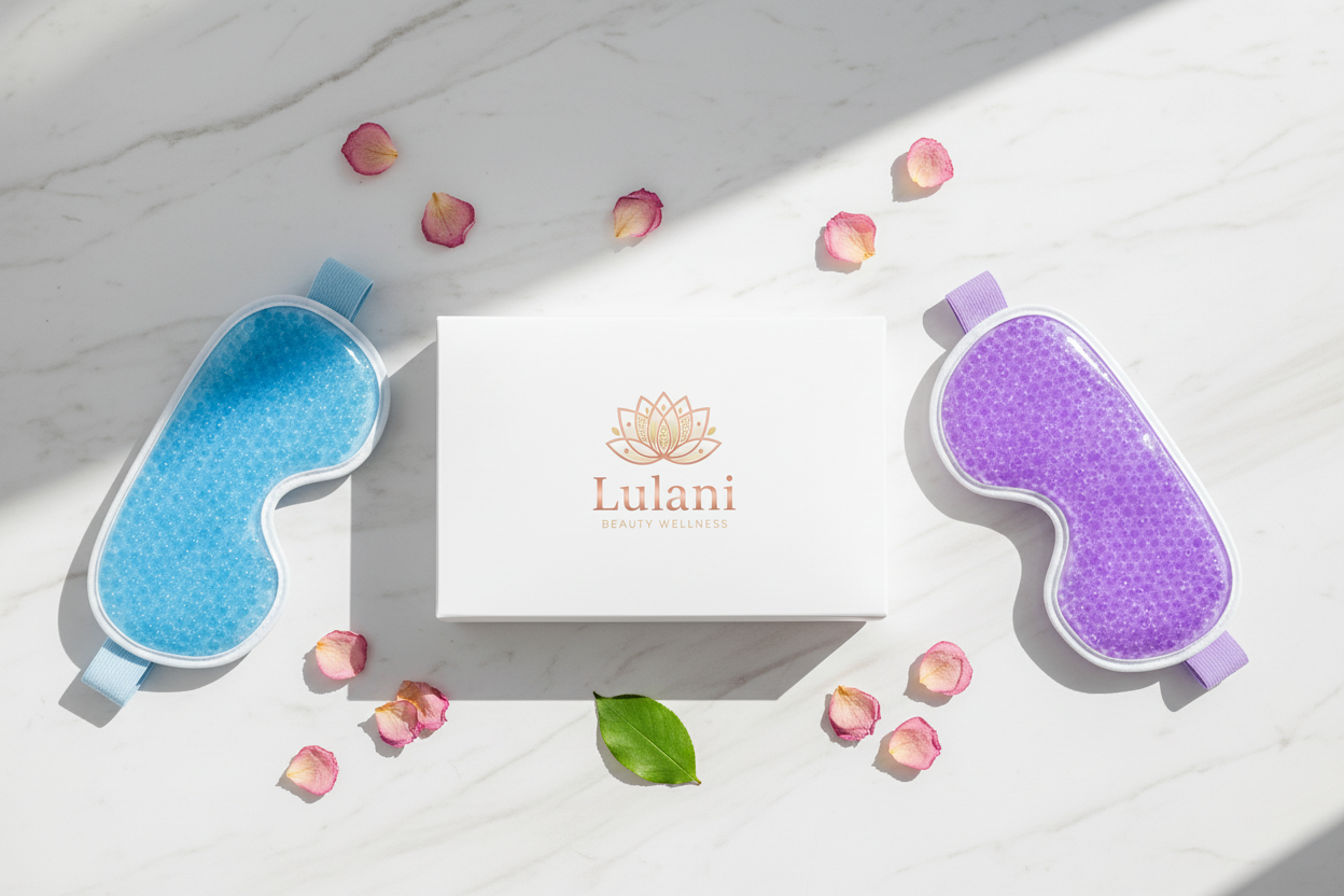 Lulani Gel Eye Mask with branded packaging box