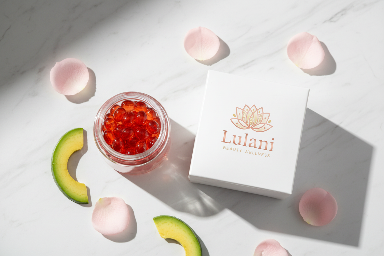 Multivitamin Hair Serum Capsules with Lulani branded packaging
